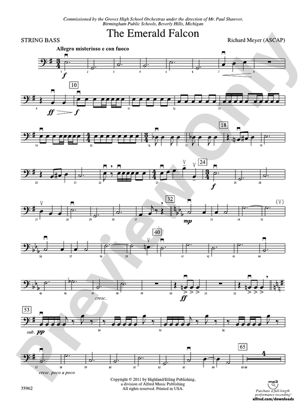 The Emerald Falcon: String Bass: String Bass Part - Digital Sheet