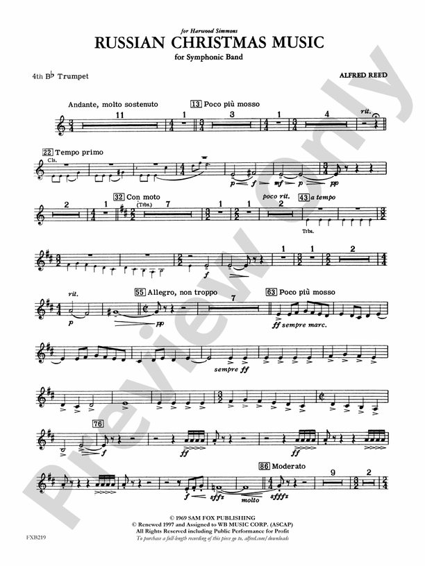 Russian Christmas Music 4th Bflat Trumpet 4th Bflat Trumpet Part