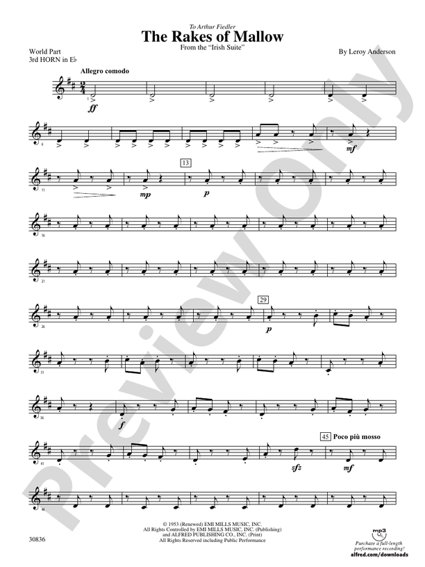 The Rakes of Mallow (from the Irish Suite) (wp) 3rd Horn in Eflat