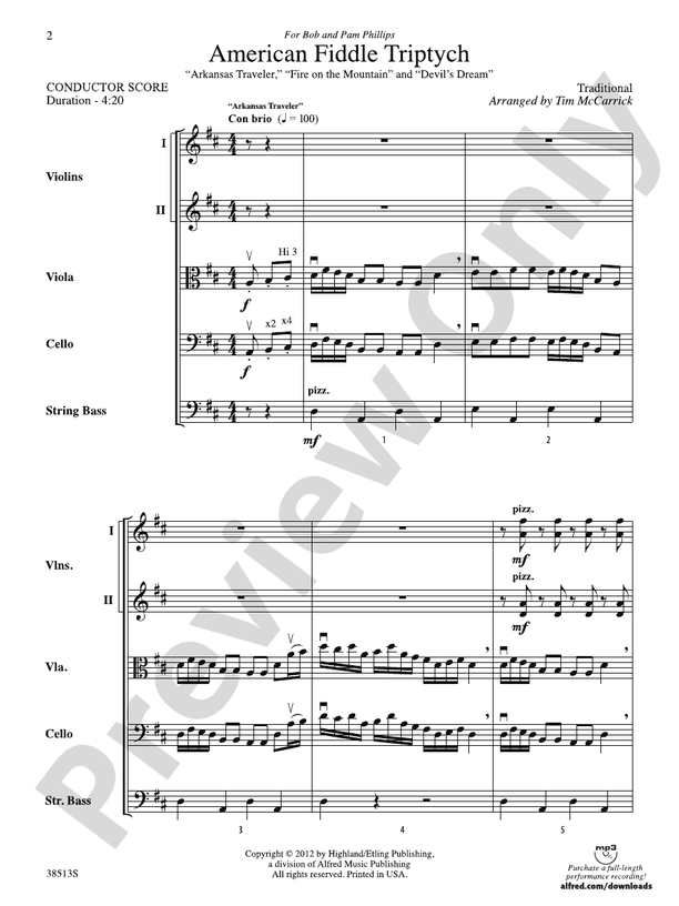 American Fiddle Triptych: String Orchestra Conductor Score & Parts ...