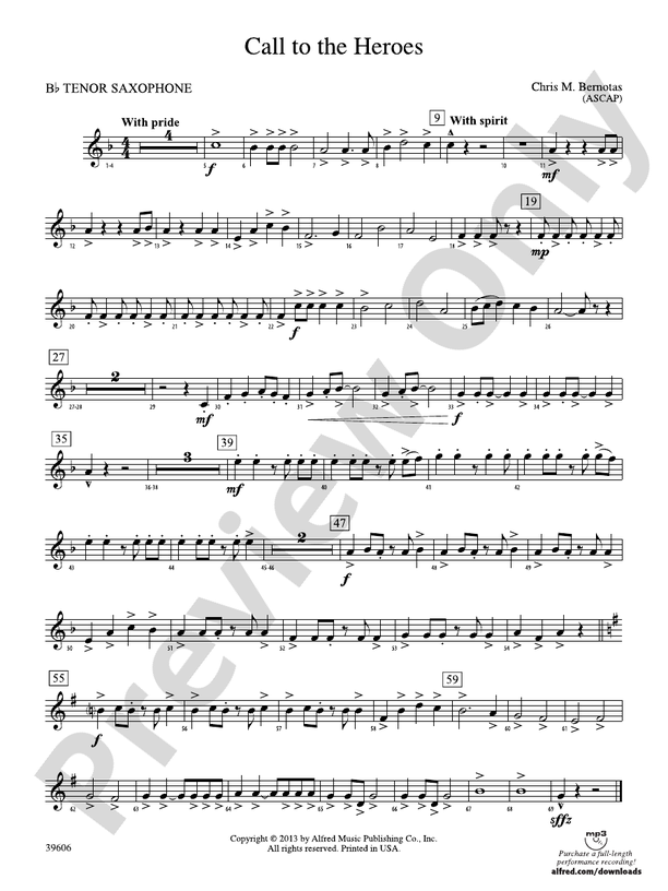 Call to the Heroes: B-flat Tenor Saxophone