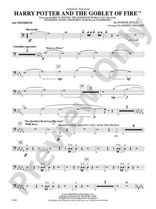Harry Potter and the Goblet of Fire, Symphonic Suite from 2nd Trombone