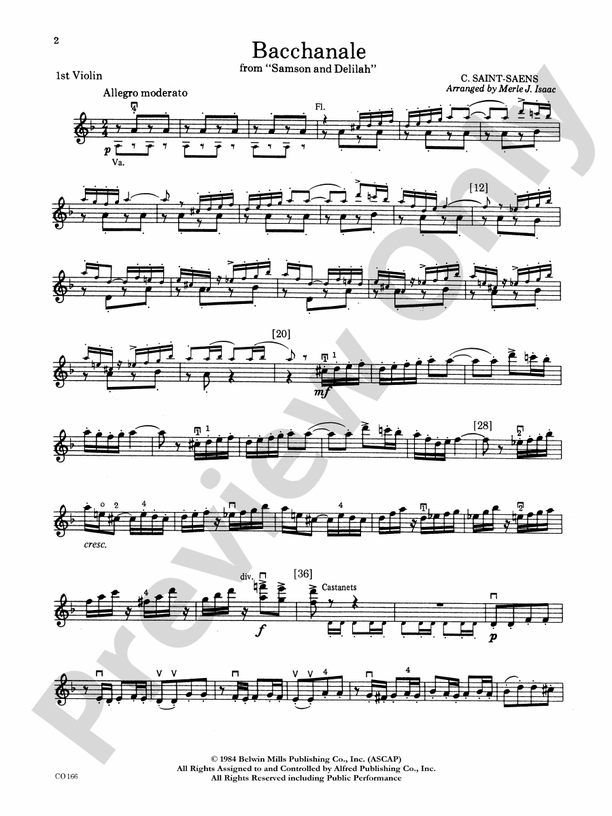 Bacchanale from Samson and Delilah 1st Violin 1st Violin Part