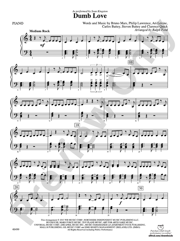 Dumb Love: Piano Accompaniment