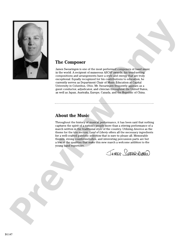Land of Liberty Score James Swearingen Digital Sheet Music Download