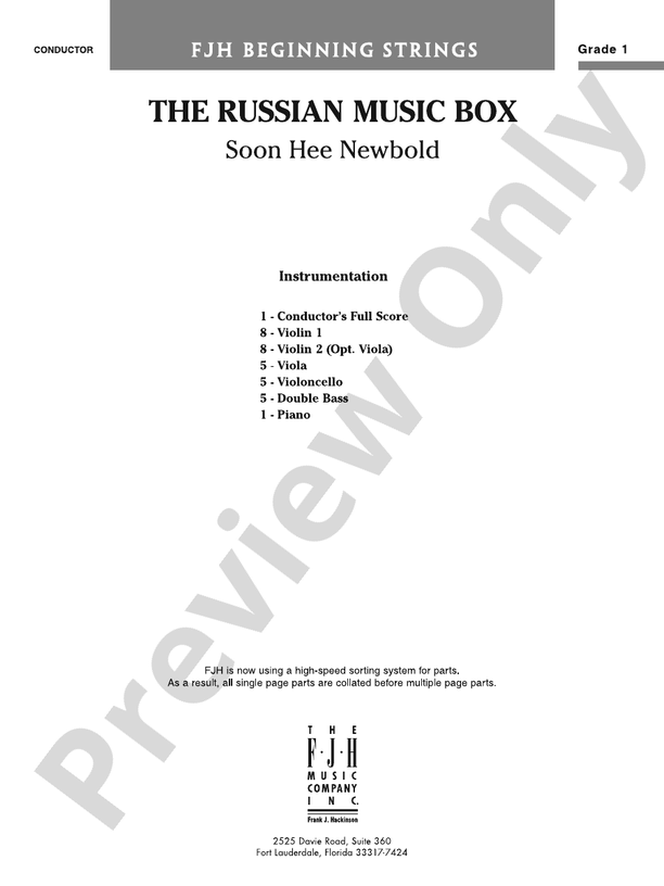 The Russian Music Box Score Soon Hee Newbold Digital Sheet Music Download 9483