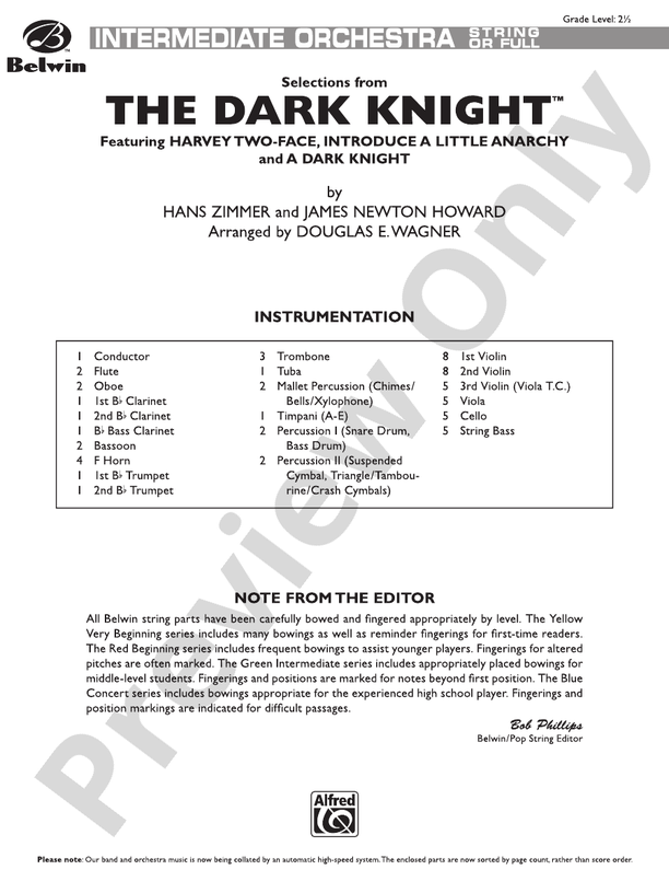 The Dark Knight, Selections from