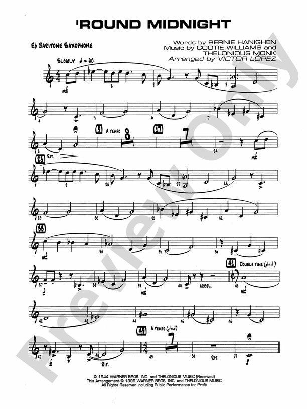 'Round Midnight: E-flat Baritone Saxophone: E-flat Baritone Saxophone ...