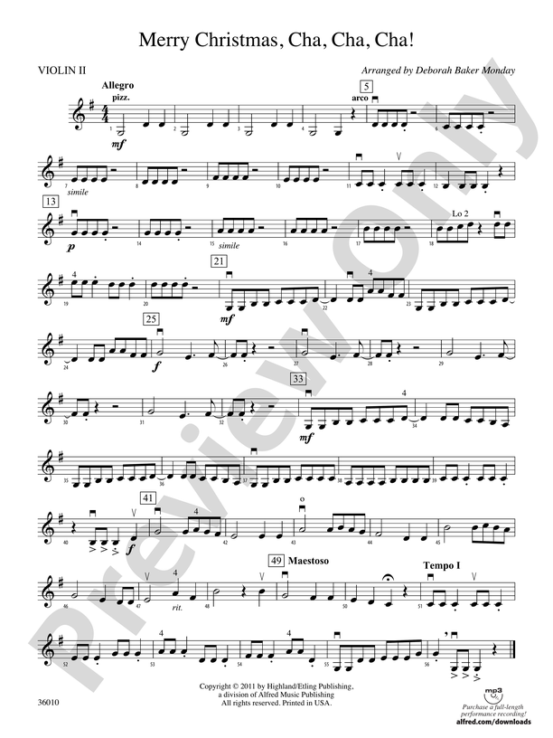 Merry Christmas Cha Cha Cha 2nd Violin 2nd Violin Part