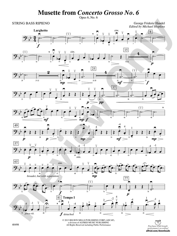 Musette from Concerto Grosso No. 6: Bass Ripieno