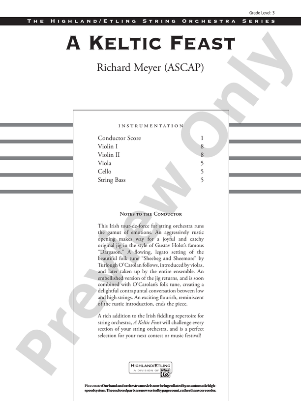 A Keltic Feast Score String Orchestra Score Digital Sheet Music