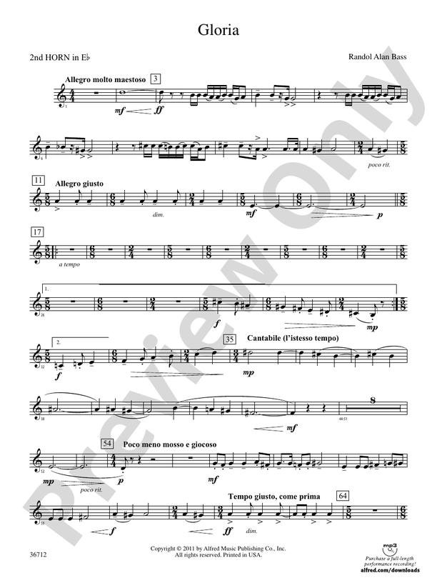 Gloria (wp) 2nd Horn in Eflat (wp) 2nd Horn in Eflat World Part