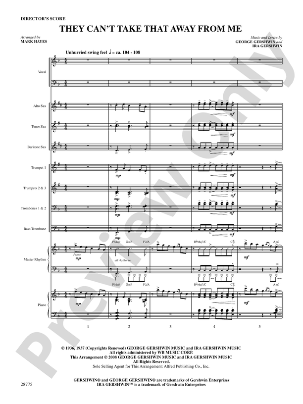 They Can't Take That Away from Me: Score: Choir Score - Digital Sheet
