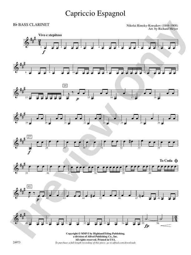 Capriccio Espagnol Bflat Bass Bflat Bass Part