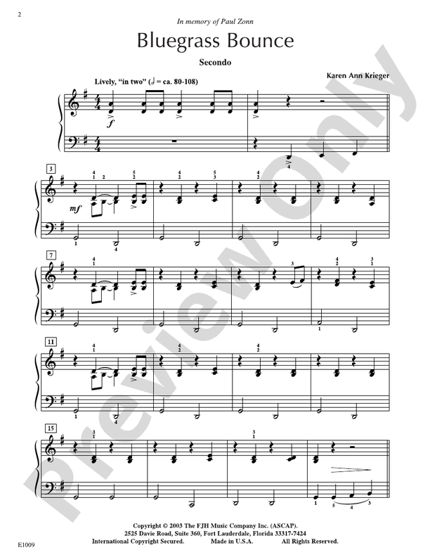 Bluegrass Bounce: Piano: Karen Ann Krieger - Digital Sheet Music Download