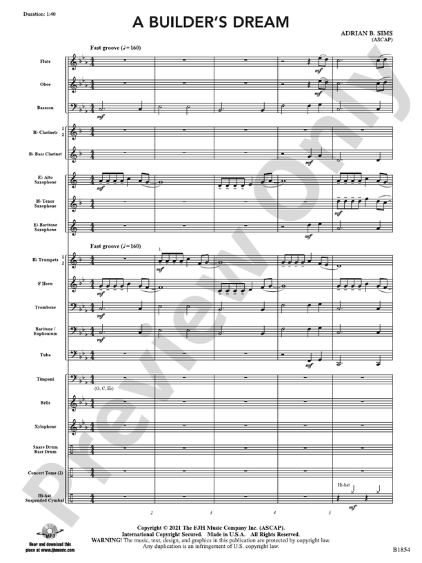 A Builder's Dream: Score: : Adrian B. Sims - Digital Sheet Music Download