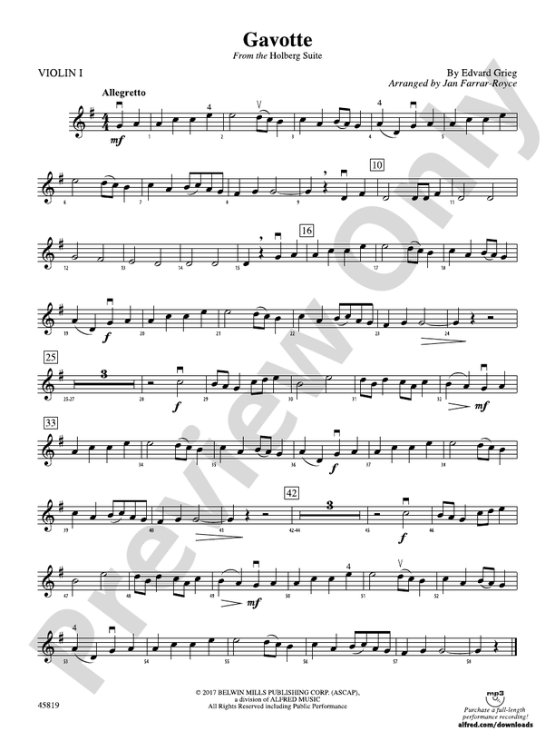 Gavotte 1st Violin 1st Violin Part Digital Sheet Music Download