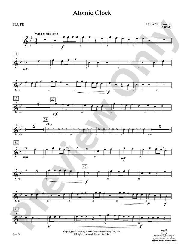 Atomic Clock Flute Flute Part Digital Sheet Music Download
