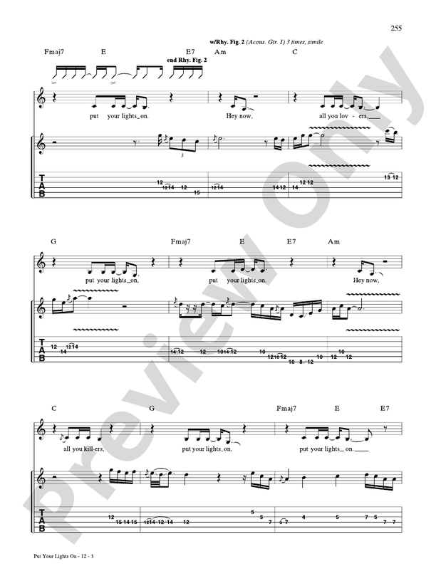Put Your Lights On Guitar Santana Digital Sheet Music Download