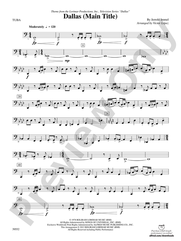Dallas (Main Title): 2nd E-flat Alto Saxophone - Concert Band - Digital  Sheet Music