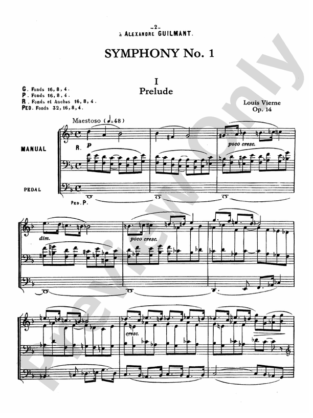 Vierne: Symphony No. 1, Op. 14: I. Prelude Part - Digital Sheet Music ...