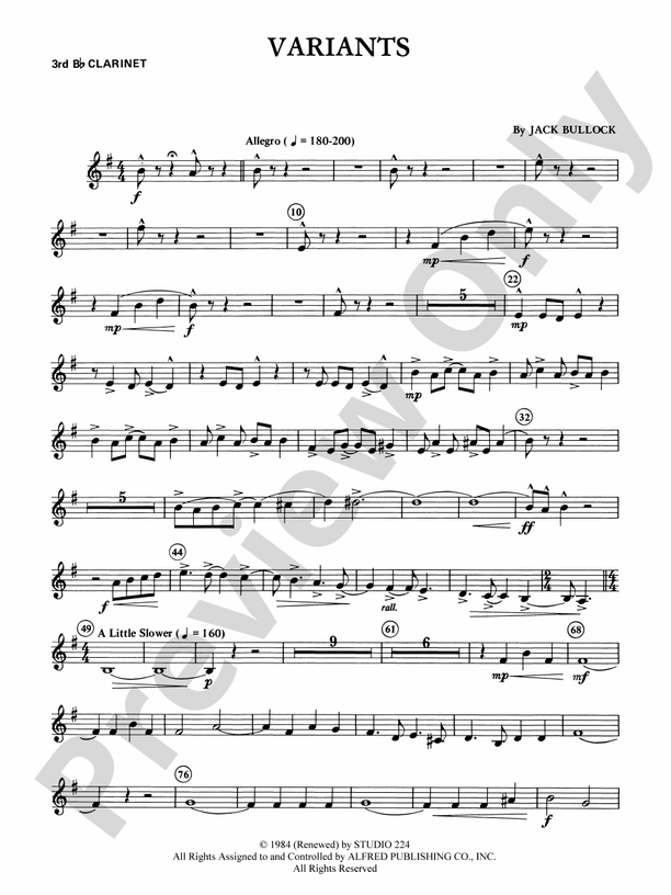 Variants 3rd Bflat 3rd Bflat Part Digital Sheet