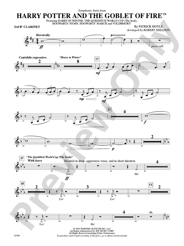 Harry Potter and the Goblet of Fire, Symphonic Suite from 3rd Bflat