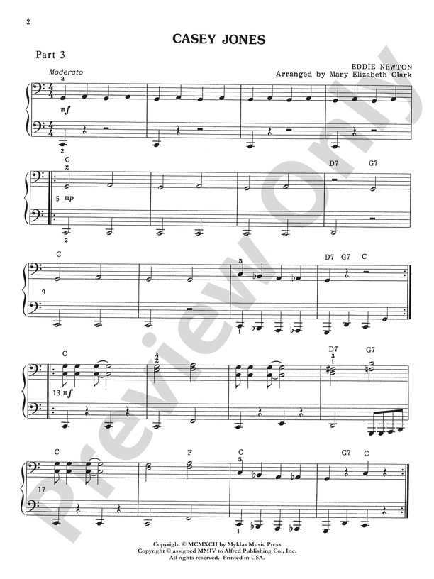 Casey Jones - Piano Trio (1 Piano, 6 Hands)