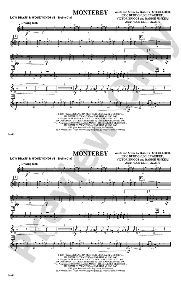 Monterey Low Brass & Woodwinds 1 Treble Clef Low Brass & Woodwinds
