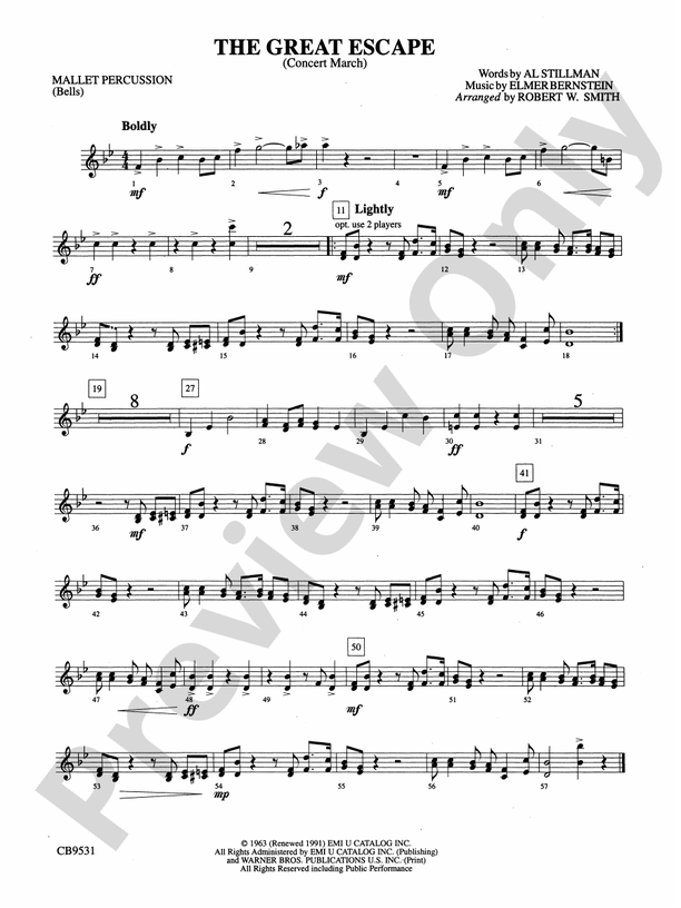 The Great Escape March Mallets Mallets Part Digital Sheet Music