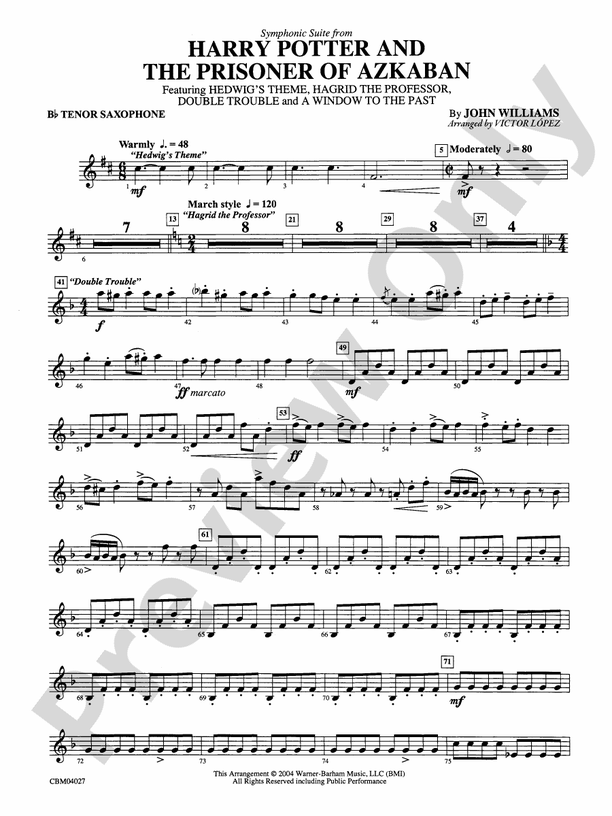 Harry Potter and the Prisoner of Azkaban, Symphonic Suite from Bflat