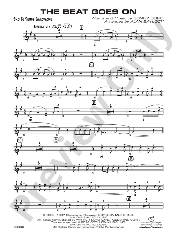 The Beat Goes On 2nd Bflat Tenor Saxophone 2nd Bflat Tenor