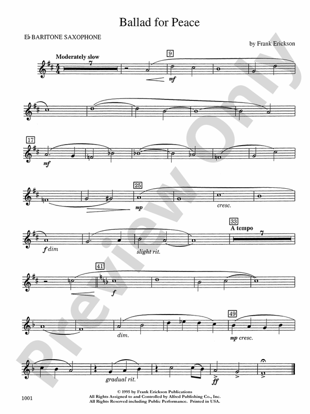 Ballad for Peace Eflat Baritone Saxophone Eflat Baritone Saxophone