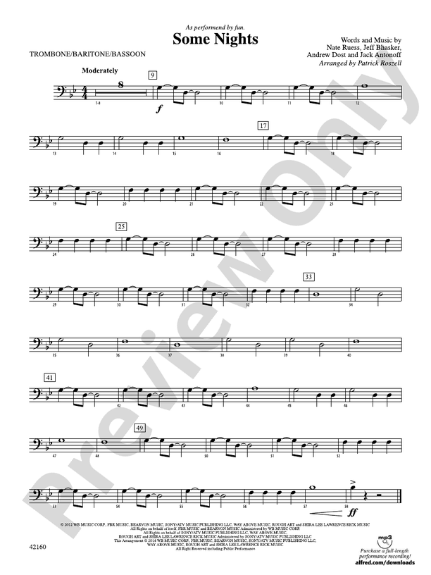 Some Nights: 1st Trombone