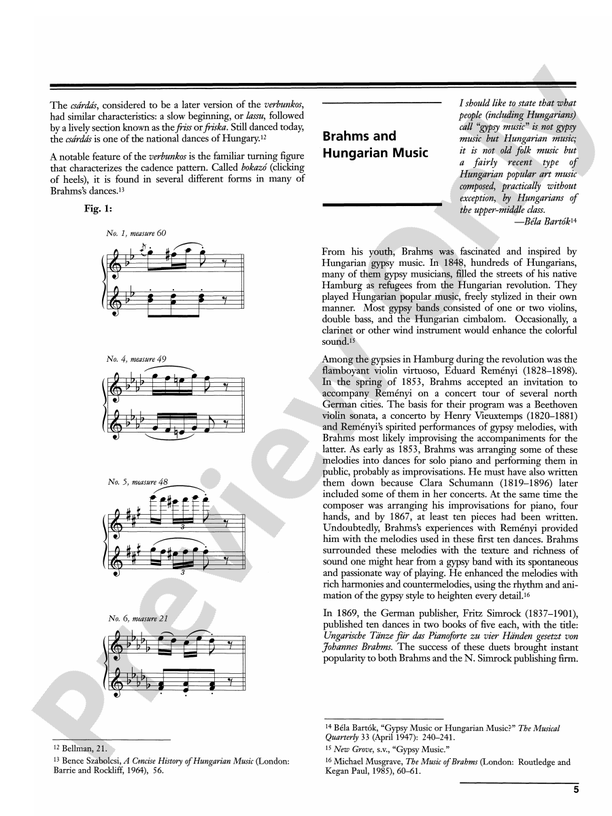 Brahms: Hungarian Dances, Volume 1 - Piano Duet (1 Piano, 4 Hands)