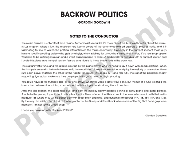 Backrow Politics