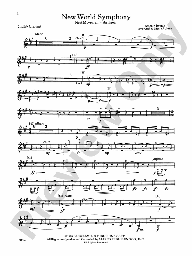 New World Symphony: 2nd B-flat Clarinet: 2nd B-flat Clarinet