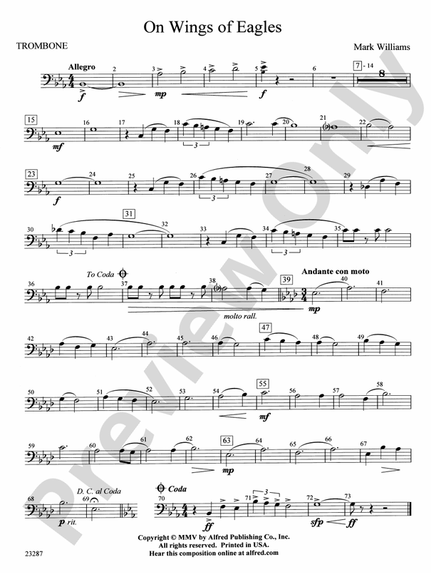 On Wings of Eagles: 1st Trombone: 1st Trombone Part - Digital Sheet ...