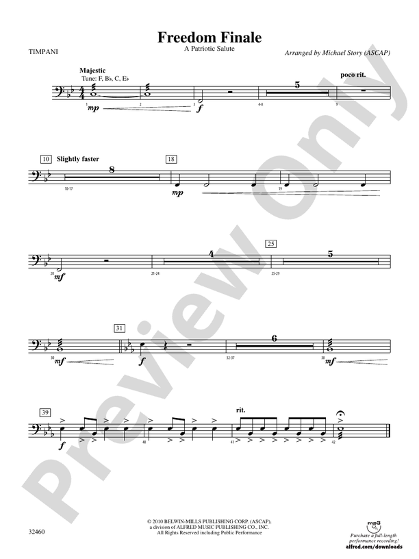 Freedom Finale Timpani Timpani Part Digital Sheet Music Download