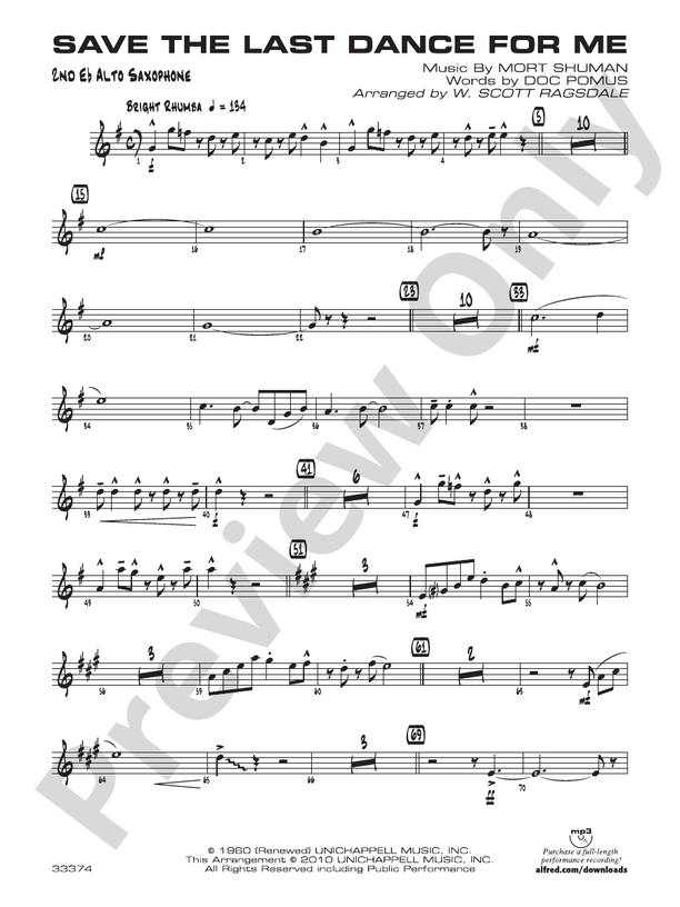 Save the Last Dance for Me 2nd Eflat Alto Saxophone 2nd Eflat Alto