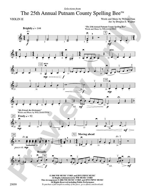 The 25th Annual Putnam County Spelling Bee,™ Selections from 2nd