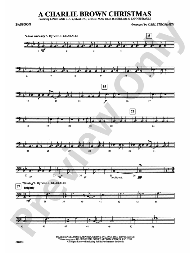 A Charlie Brown Christmas: Bassoon: Bassoon Part - Digital Sheet Music ...