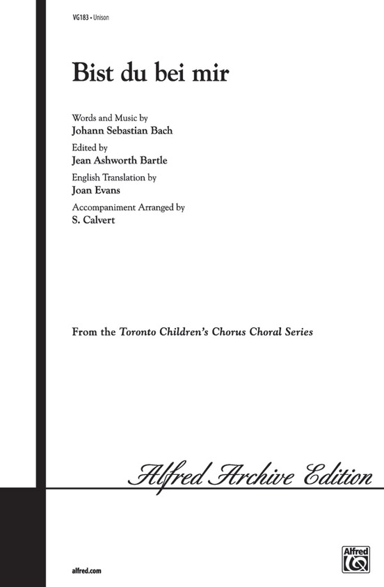 Bei Mir Bist Du Schön Bist du Bei Mir: Unison Choral Octavo: Johann Sebastian Bach | Sheet Music