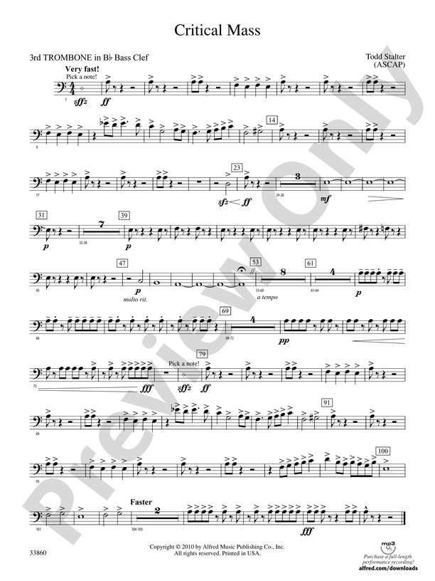 Critical Mass: 3rd B-flat Clarinet: 3rd B-flat Clarinet Part - Digital  Sheet Music Download