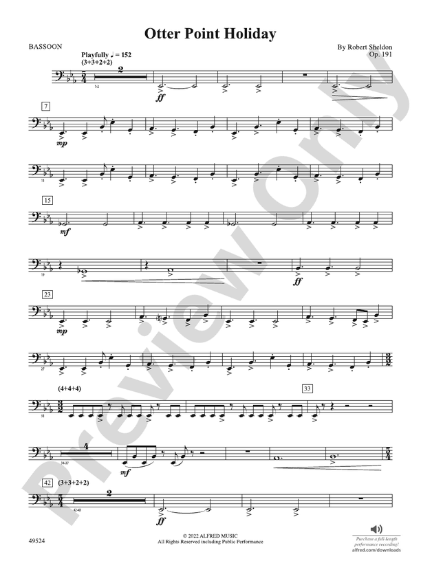 Otter Point Holiday Bassoon Bassoon Part Digital Sheet Music Download