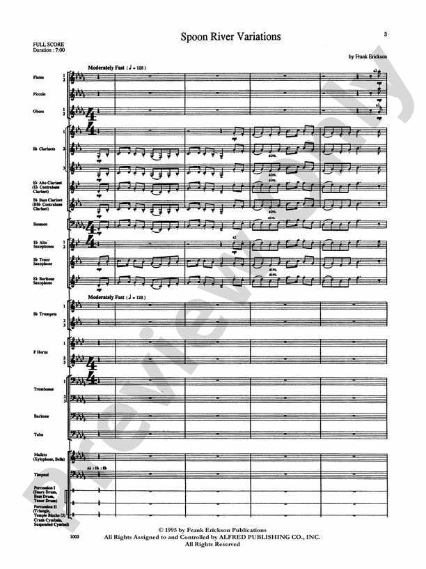 Spoon River Variations Score Concert Band Score Digital Sheet Music