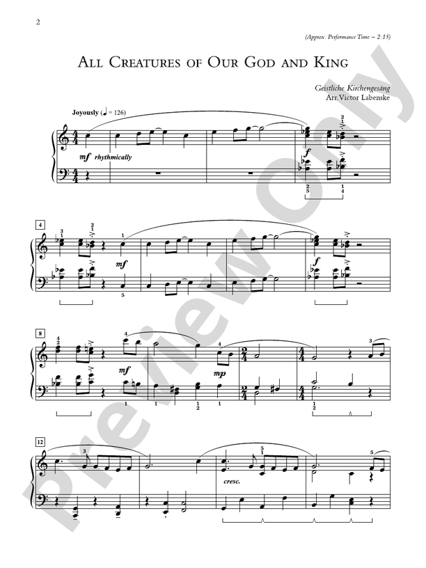 All Creatures of Our God and King - Piano Solo