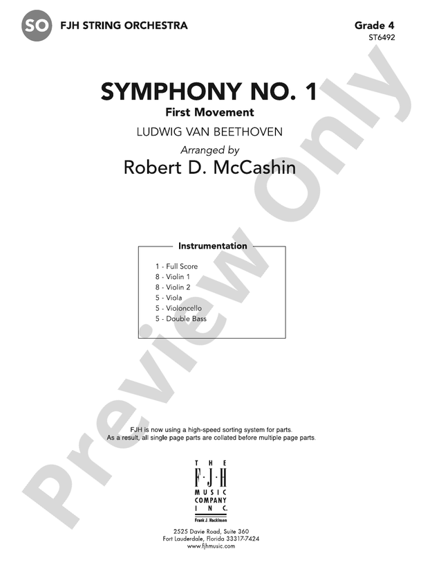 Symphony No. 1: Score: : Ludwig Van Beethoven - Digital Sheet Music ...