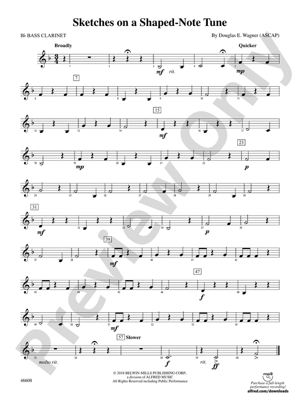 Sketches on a Shaped-Note Tune: B-flat Bass Clarinet: B-flat Bass Clarinet  Part - Digital Sheet Music Download