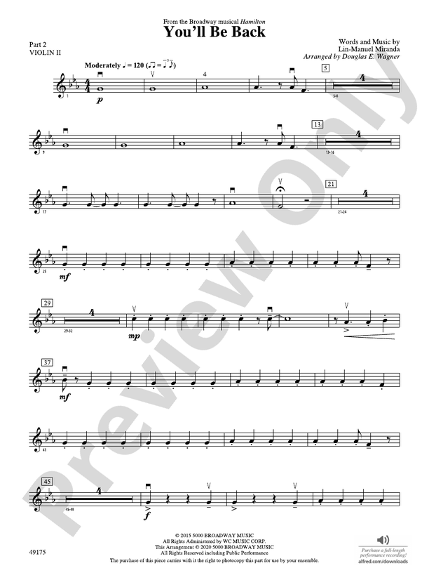 You'll Be Back: Part 2 - Violin I